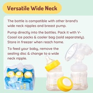 V-Coool 3pc Set 180ml 6oz Breastmilk Storage Bottle Wide Neck Milk Storage PP BPA-free