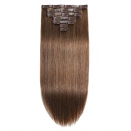 #6 ผมยืดติดตาอย่างลงตัว 100% ผมดิบจริงของมนุษย์ 7ชิ้น/เซ็ต ผมตรง ผมปู UPอย่างสมบูรณ์ สีช็อกโกแลตน้ำต