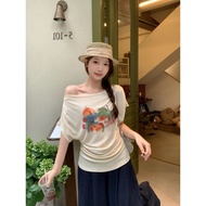 B9088L _ Large Size Fat MM Summer New Style Korean Loose Feel Fruit Print Short-Sleeved T-Shirt One-