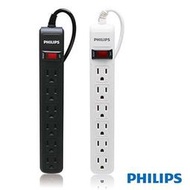 全新PHILIPS SPB1561 一開六插延長線 六孔排插 1.8M 白色/黑色