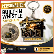 Personalized Name 3D Course Design Built- in Whistle Keychain I JnM