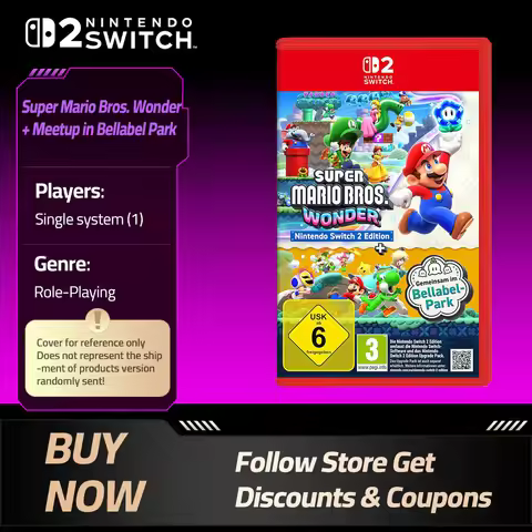 Super Mario Bros. Wonder + Meetup in Bellabel Park - Nintendo Switch 2 Game Card Games Cartridge Phy