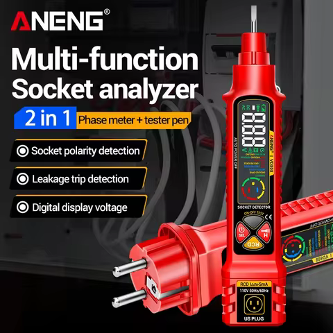Socket Circuit Tester ANENG VD808 Digital Circuit Breaker Finder AC DC Voltage Polarity Detector Lea