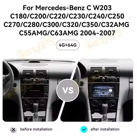 Android 13 Wireless Carplay For Mercedes-Benz C-Class W203/C180/C200/C220 2004-2007 Car GPS Navigati