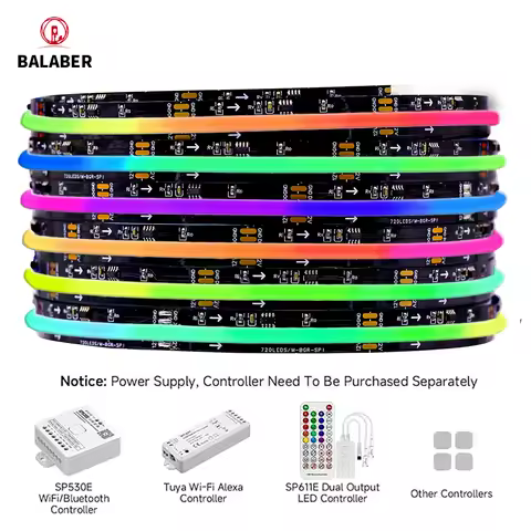 DC12V24V RGBIC WS2811 COB LED Strip Addressable Pixels 720/576/480/360 RGB Full Color High Density F