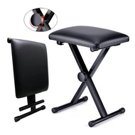 TECHCHIP-Keyboard Bench Adjustable Piano Bench X-Style Foldable Piano Stool Chair with Black Padded