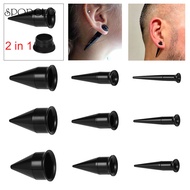 SPORCLO 1 PC 2 In 1 Ear Expander Cone Ear Gauge Black Lobe Earring Acrylic Ear Piercing 3-16mm Ear S