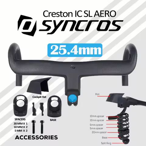 Syncros 25.4mm Carbon Creston IC SL AERO Integrated Cockpit Road Bike Handlebar Black Fully Integrat