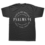 Funny Psalms 91 Christian Blessed T Shirts Summer Style Graphic Cotton Streetwear Short Sleeve Chris