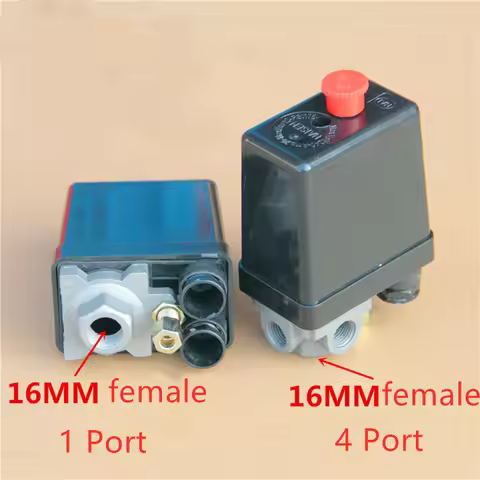 3 Phase 220V Air Compressor Pressure Switch 1 Port 4 Port Air Pump Control Valve Switch 16mm large h