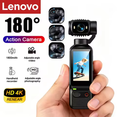 Lenovo HD 4K Action Camera 180° Rotatable For Vlog YouTube Tiktok Girls Record Life Video Recording 