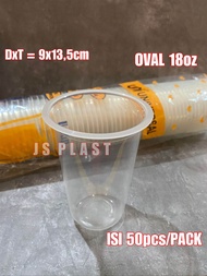 isi50PCS GELAS PLASTIK OVAL 12 OZ 14OZ 16OZ / U CUP 14OZ 16OZ