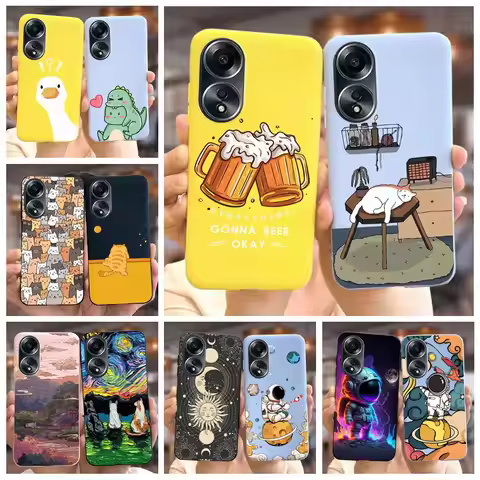 For Oppo A58 4G Case CPH2577 Cute Fashion Cartoon Cover 6.72'' Soft Silicone Phone Case For Oppo A58