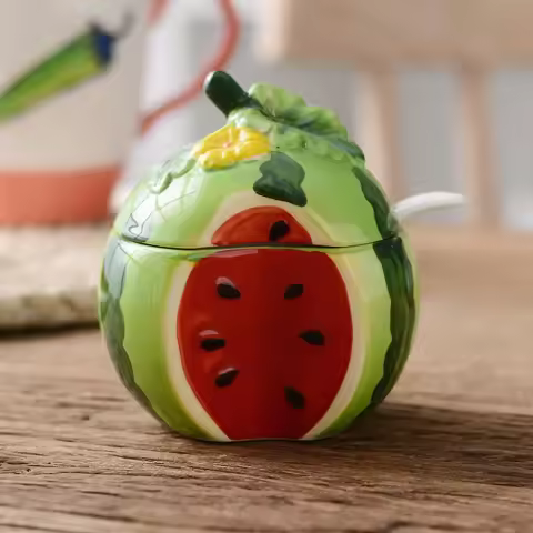 Creative Fruit-shaped Ceramic Spice Jar Salt Shaker and Pepper Container Oil Bottle Kitchen Househol