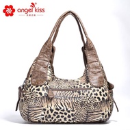 Angel's Kiss Shoulder Bag Fashion Leopard Print Large-Capacity Commuter Work All-Match Trendy Cross-