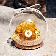 Hourrae水晶玻璃球 玻璃罩 招財貔貅玻璃球 禮物-黃水晶