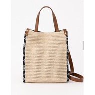Russet Square 2 way tote bag (soft raffia)