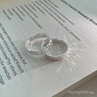 Versatile Crushed Ice Pure Silver Ring Simple Ring High-Quality Feel S999Light Luxury Niche Index Fi