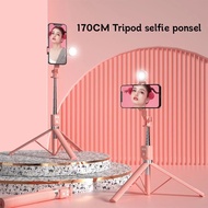 Selfie Stick Tripod Bluetooth Selfie Stick with 170cm Height Wireless Monopod Remote Control and Led