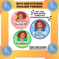 ENGLISH Reward Sticker | Teacher Reward Sticker for Student | Cute Reward Sticker Book | (BSVES3-A)