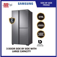 【 DELIVERY BY SELLER 】Samsung RS63R5561M9  670L Digital Inverter Cooling 3 Door Side By Side Fridge