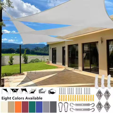Triangle 2/3/3.6/5M Canopy with Fastening Ropes Premium Weatherproof Breathable Sun Shelter Sun Shad