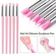 5pcs Pink Nail Art Silicone Pen Sculpture Pen 3D Flower Carving DIY Manicure Brush Nail Dotting Pen 