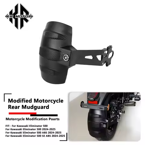 KR MOTO Motorcycle Accessories Fit For Kawasaki Eliminator 500 SE ABS 2024-2025 Black Rear Mudguard 