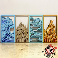 3D Multilayer 4 Elements Fire Soil Wind Poster