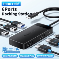 Lemorele TC122 6 In 1 USB-C Docking Station Hub Adapter Ultra HD 4K Qutput Plug And Play
