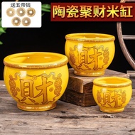 Ceramic Rice Cylinder Baifu Cylinder Cinnabar Money Cornucopia Living Room Decorations Money Fortune