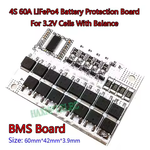 4S 60A With Balance BMS Protection PCB Board 3.2V LiFePo4 LiFe LFP Battery Cell