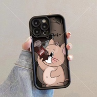 casing Infinix Hot 50 Pro Hot 50 Pro Plus Note 40S Smart 9 HD Jerry drinks Coke with a phone case