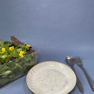 稻穗繁花 米黃色手作陶瓷碟 - 行雲流水系列