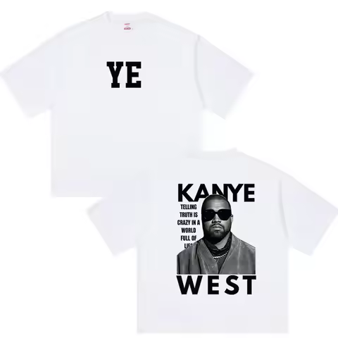 Kanye West Ye 2026 Tour Album Graphic T-Shirt, Men's Vintage Loose Cotton Y2K Hip Hop Streetwear Tre