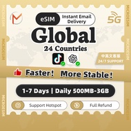 Global 24 Countries eSIM | Asia | Middle East | High Speed Unlimited Data | Instant Delivery | Globa