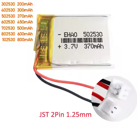 3.7V 200~800mAh Lipo Rechargeable Battery + JST 2Pin Plug 302530 502530 802530 For GPS DVD Bluetooth