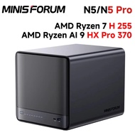 MINISFORUM N5 PRO 5-Bay Desktop NAS Mini PC AMD Ryzen AI 9 HX PRO 370 DDR5 16GB 144TB AI PC MinisClo