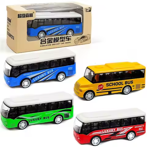 Vehicle Model Alloy Bus Model High Imitation Ornaments Pull Back Car Simulation Bus Shape School Bus