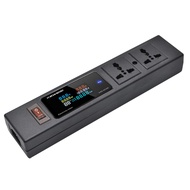 PDU Power Strip 2 Ways Universal Socket Power Strip Voltmeter Ammeter Power Energy Meter with Circui