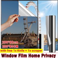 Black One Way Mirror Window Film Self-adhesive Privacy Protective Glass Tint Control Reflective Solar Sticker for Home