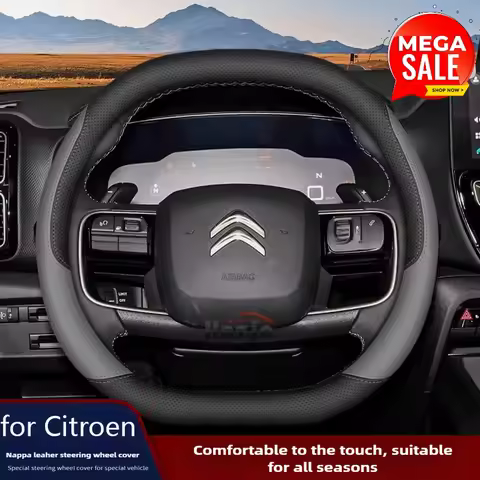 Leather Car Steering Wheel Cover for Citroen C4 Berlingo C5 AIRCROS C5X 2021 2022 2023 2024 2025 Acc