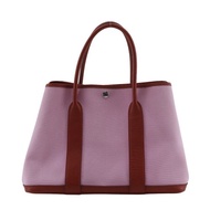 【日本直送】愛馬仕 HERMES Garden Party PM 托特包 Toile Officier 帆布 粉紅/紅 Y 刻印 女仕【二手】