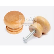 CABINET ROUND WOOD HANDLE W/ SCREWS PVC