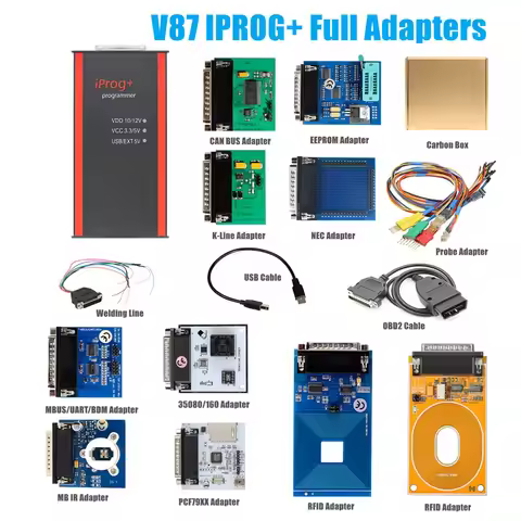 Iprog Full Adapters V87 Iprog Pro Programmer Support IMMO Eeprom SRS BDM Dashboard Key Programmer