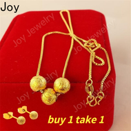 18K Saudi Gold Pawnable Necklace for Women buy 1 take 1-3 Transfer Beads Bring You Good Luck, Healthy and Auspicious Necklace Water ​Line Lock Bone Chain Luck Bead Necklace Couple Romantic Jewelry Free Gift of Ear Studs