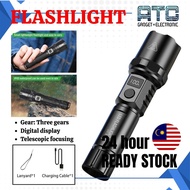 ATC Lampu Suluh LED Zoom Terang Boleh Cas Semula Super Bright Zoom LED Flashlight Zoomable Long Shot