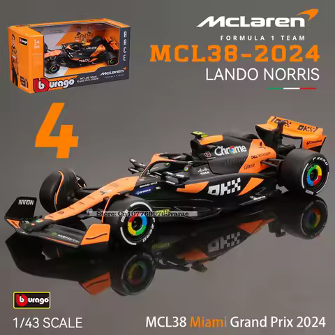 Bburago 1:43 2024 F1 McLaren MCL38 Mercedes Benz W15 Alpine A524 Legierung Auto Druckguss Modell Spi