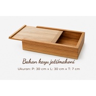 Minimalist Multifunctional Sliding Wooden Box Size 30 x 30 x 7 | Wooden Spoon Holder | Table Organiz