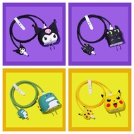Cute cartoon silicone cable and charger protector set for Apple 18-20W charger